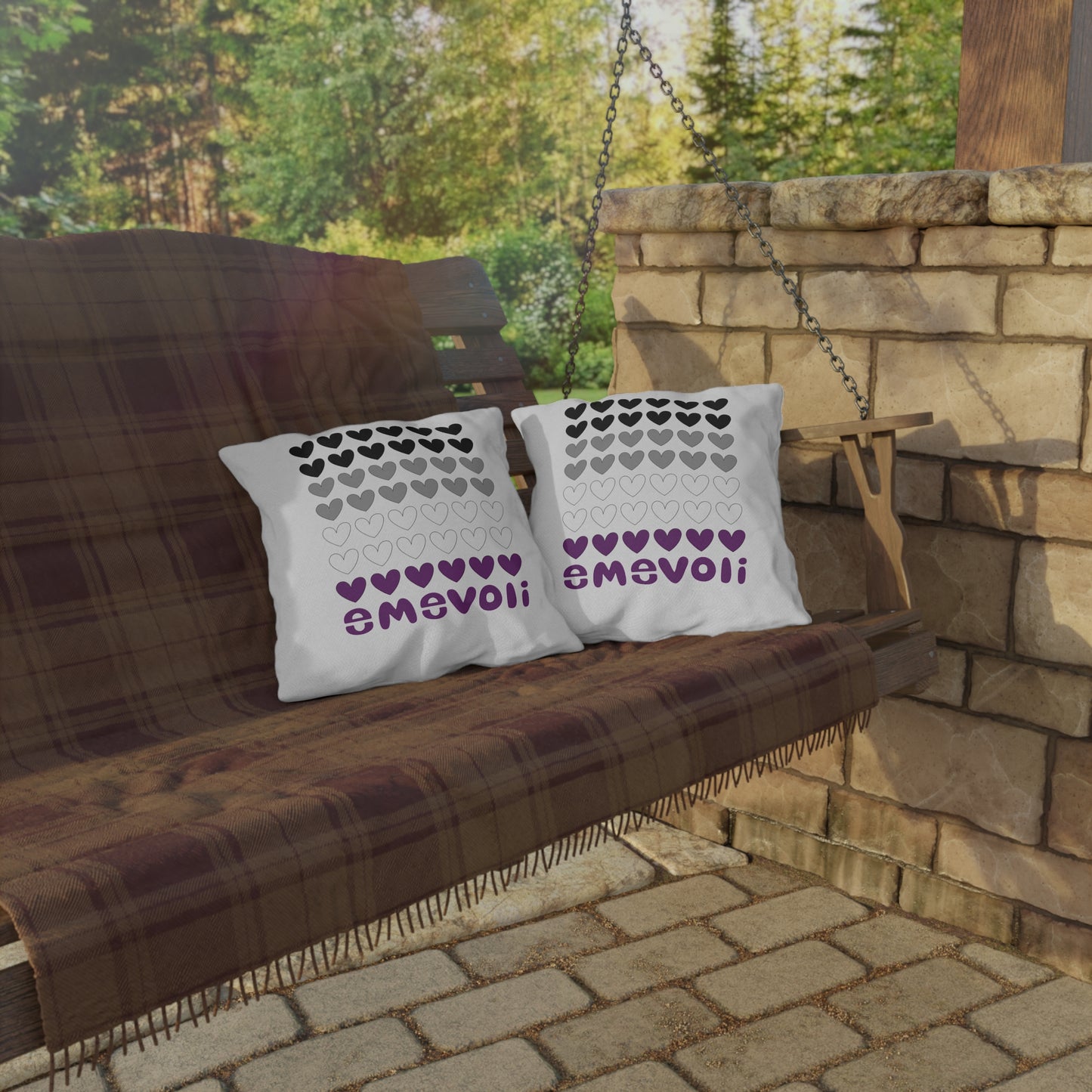 emevoli | Outdoor Pillow | 16x16 | Asexual Flag Colors