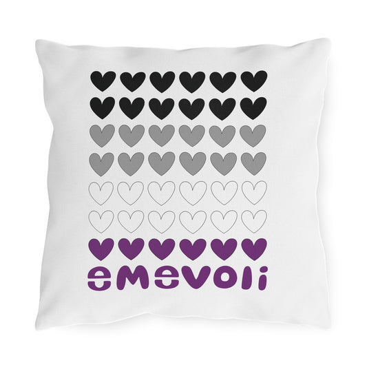 emevoli | Outdoor Pillow | 16x16 | Asexual Flag Colors