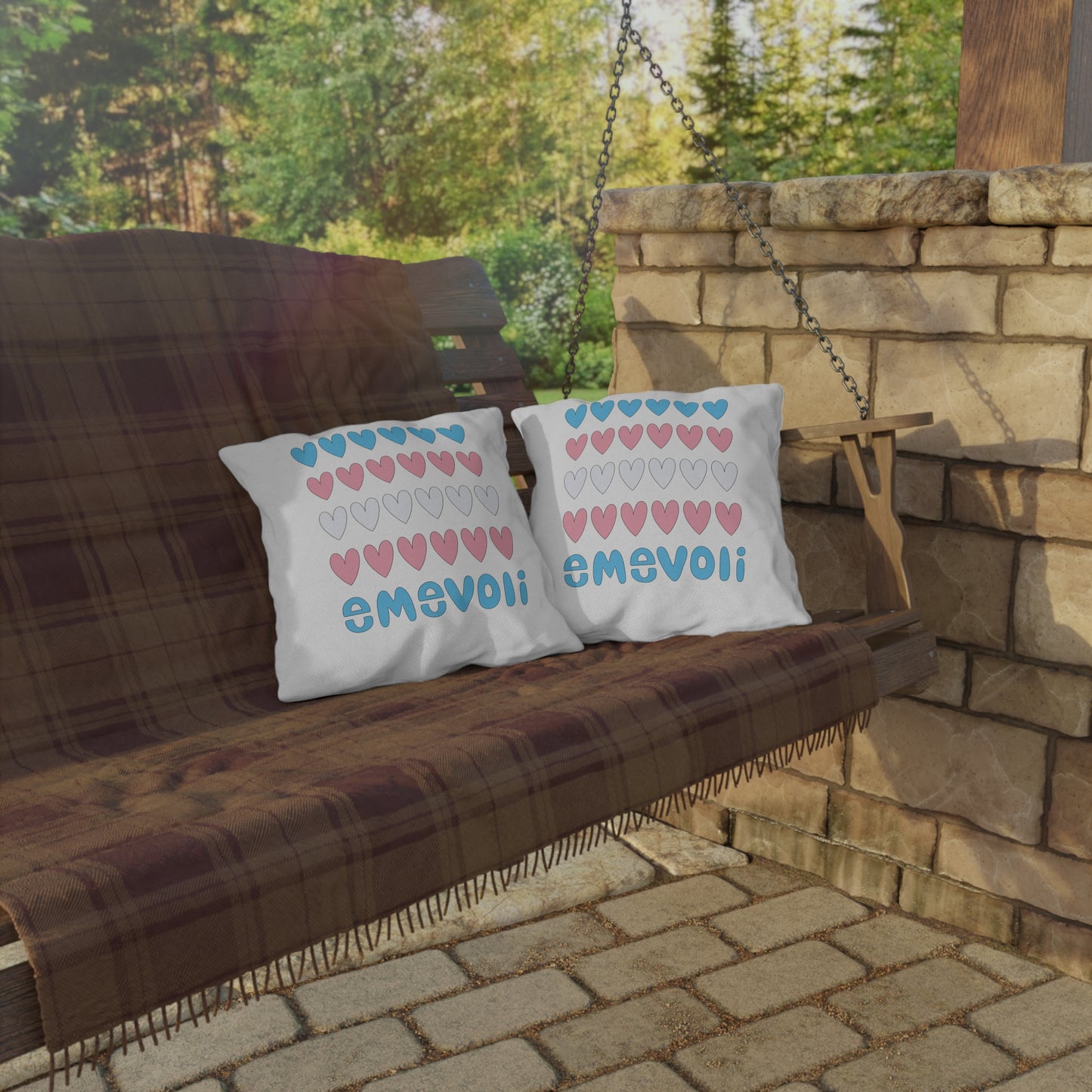 emevoli | Outdoor Pillow | 16x16 | Trans Flag Colors